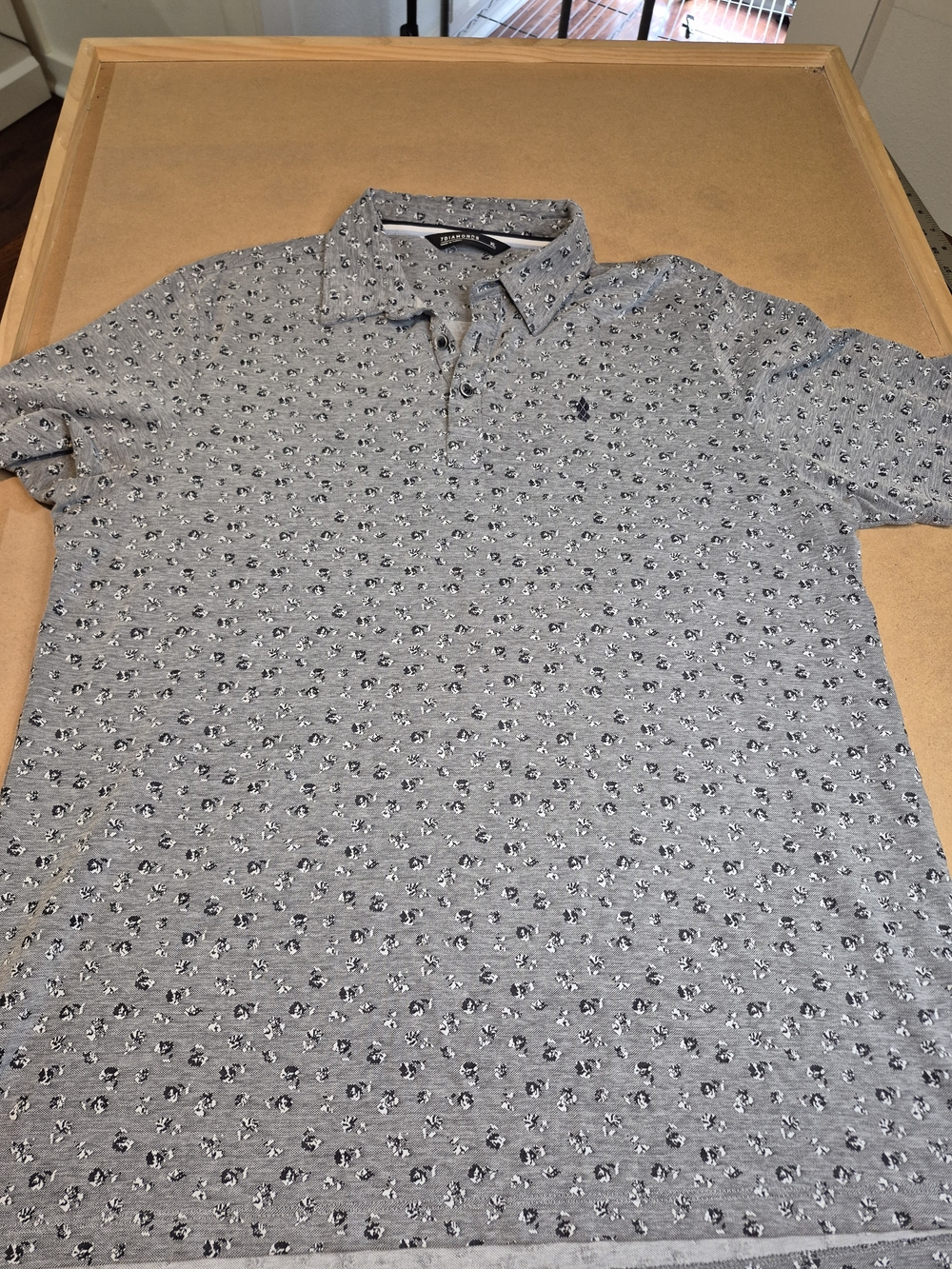 7 Diamonds Gray Polo with Micro Floral Print 4505/4